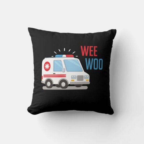 Paramedic Ambulance Car wee woo Hospital EMT Throw Pillow