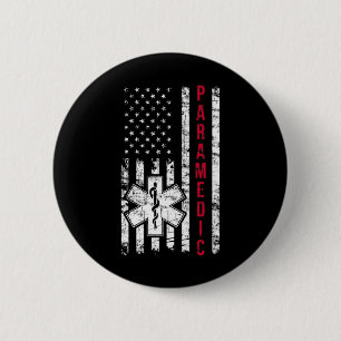 Paramedic American Flag Independence Day Emt Ems U Button