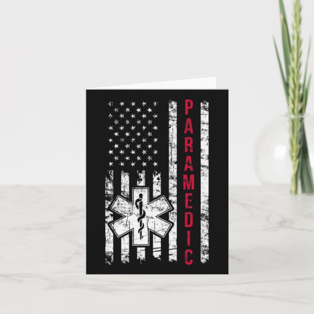 Paramedic American Flag Independence Day Emt Ems U Card (Front)