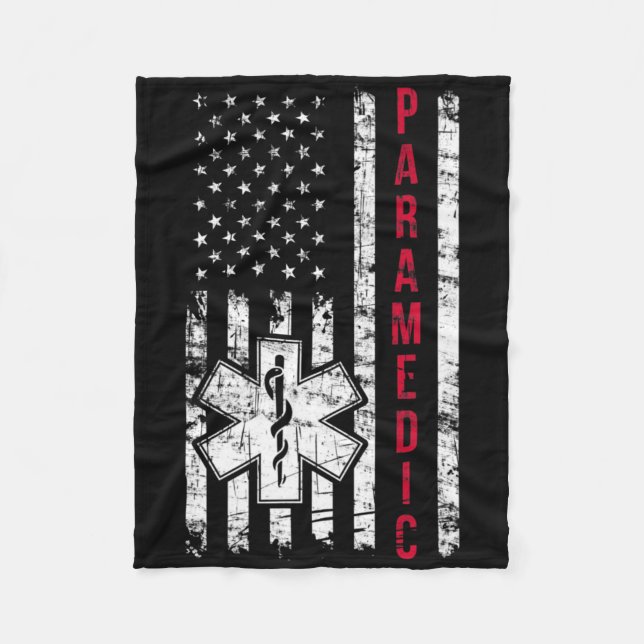 Paramedic American Flag Independence Day Emt Ems U Fleece Blanket (Front)