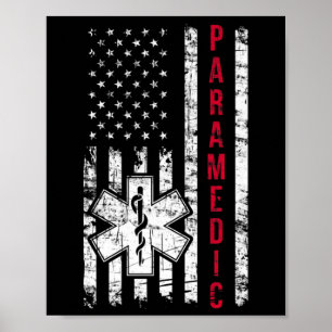 Paramedic American Flag Independence Day Emt Ems U Poster