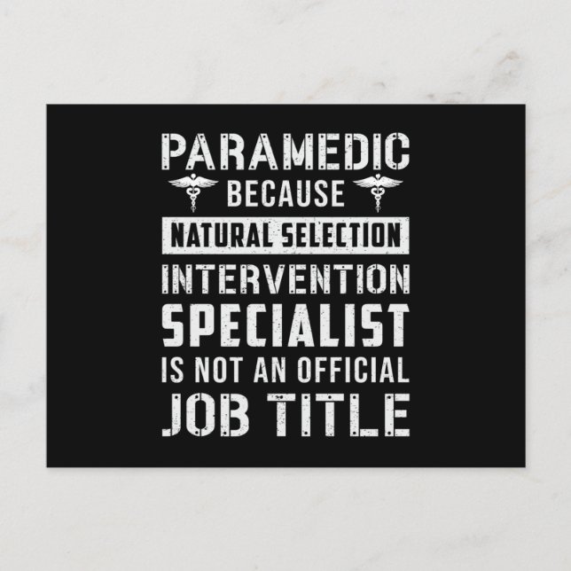 Paramedic Because Natural Selection Ambulance EMS Postcard (Front)