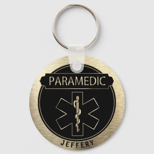 Paramedic  _ Black and Gold Keychain