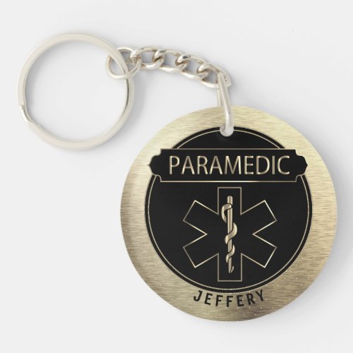 Paramedic  _ Black and Gold  Keychain
