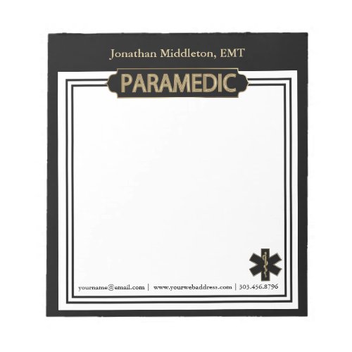 Paramedic _ Black and Gold Notepad