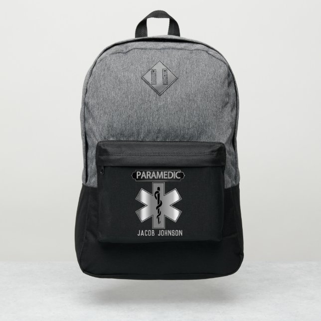 Paramedic - Black and Silver Gray Port Authority® Backpack (Front)