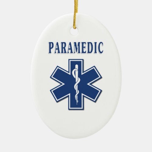 Paramedic Blue Star of Life Ceramic Ornament