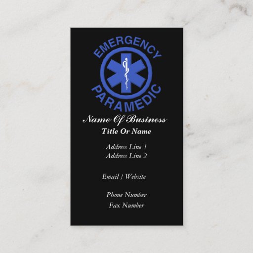 Customizable Paramedic Business Card