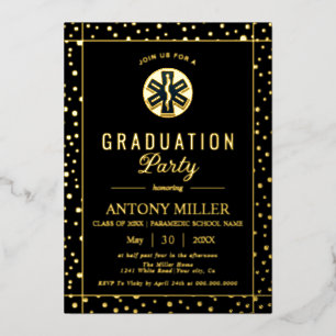 Paramedic Class Of 2026 gold confetti graduation Foil Invitation