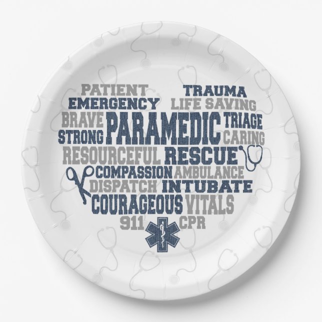 Paramedic Denim texture Paper Plates (Front)
