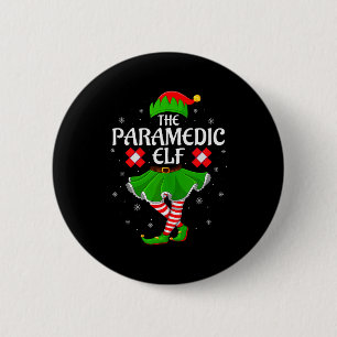 Paramedic Elf Christmas Family Girls Women Elf Squ Button