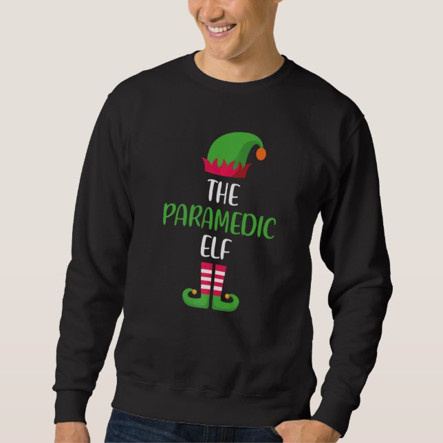 Paramedic Elf Family Matching Group Christmas Paja Sweatshirt (Front)
