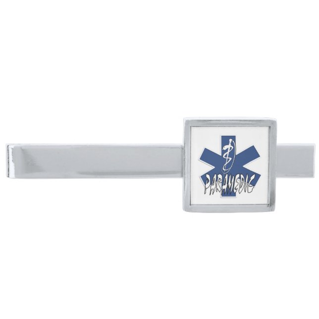 Paramedic EMS Action Silver Finish Tie Bar (Front)