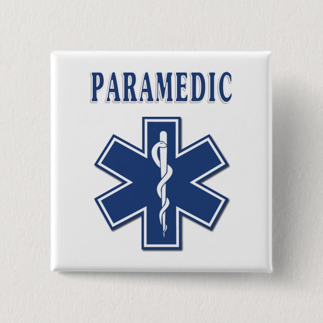 Paramedic EMS Button Square Style (Front)