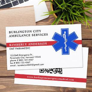 Paramedic EMS EMT Ambulance Emergency Star Of Life Business Card