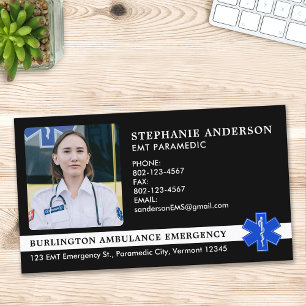 Paramedic EMS EMT Emergency Ambulance Photo Logo Business Card