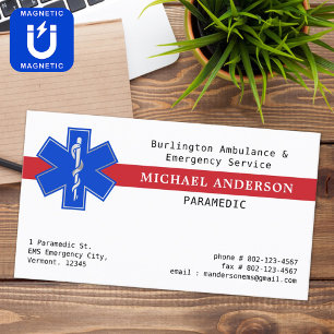 Paramedic EMS EMT Emergency Medical Star Of Life Business Card Magnet