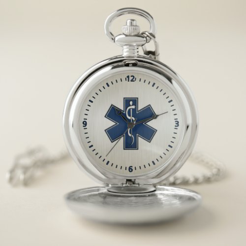 Paramedic EMT EMS Blue Pocket Watch