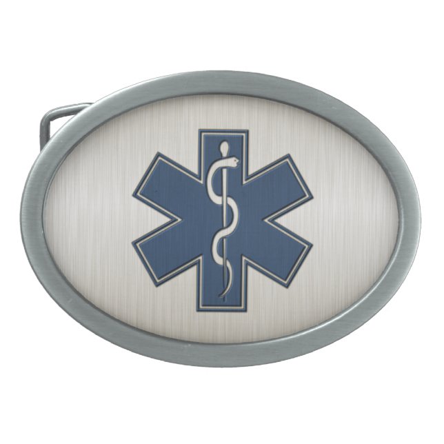 Paramedic EMT EMS Deluxe Oval Belt Buckle (Front)