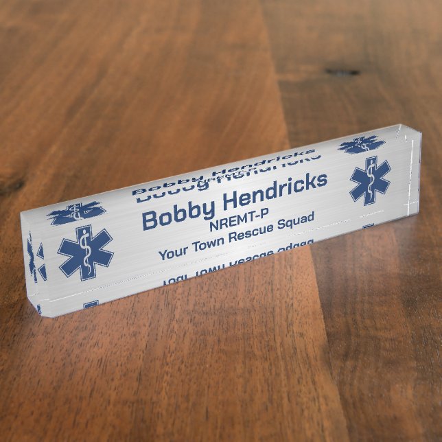 Paramedic EMT EMS Desk Name Plate (Side)