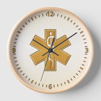 Paramedic Emt Ems Gold Clock by JerryLambert at Zazzle
