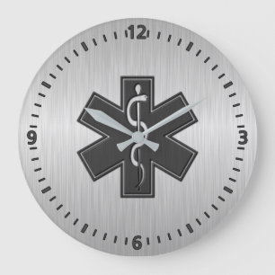 Paramedic EMT EMS Silver Large Clock