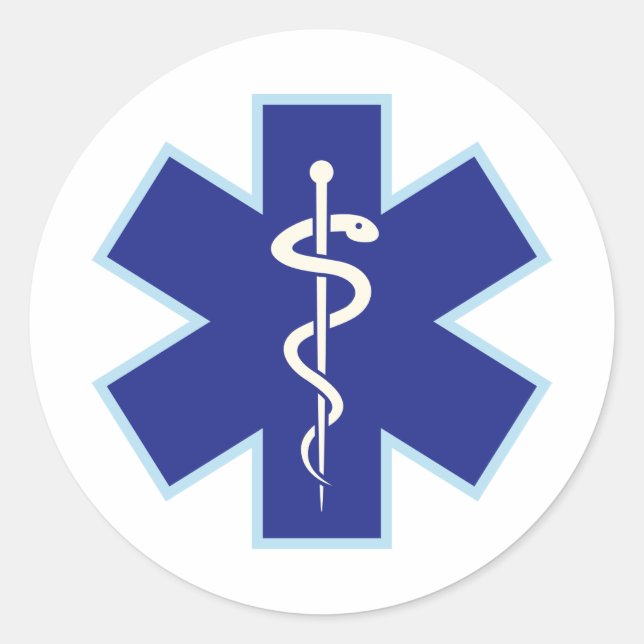 Paramedic EMT EMS Symbol Classic Round Sticker (Front)