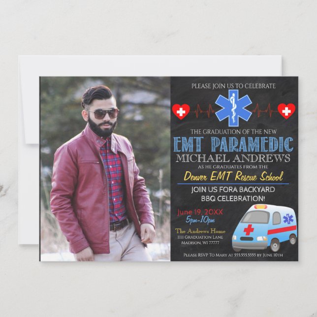 Paramedic EMT Graduation Invitation (Front)