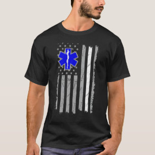 Paramedic EMT USA Flag 4th Of July Ambulance Atten T-Shirt