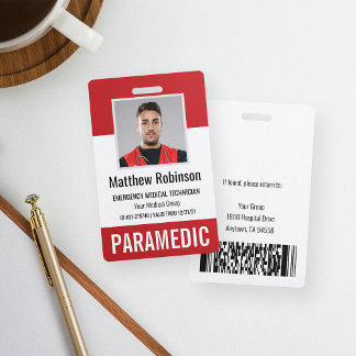 Paramedic First Responder Photo ID Security Badge