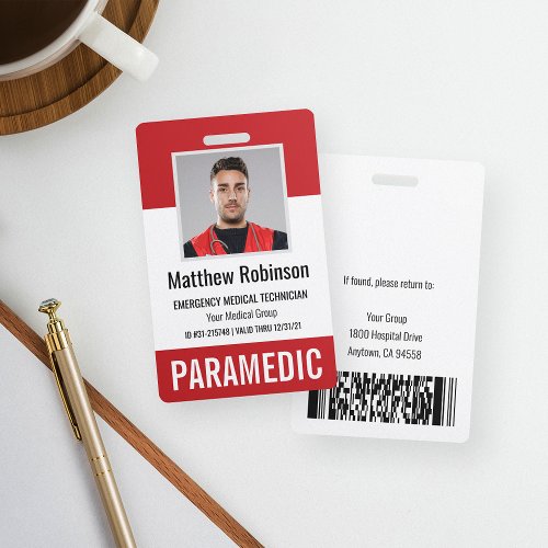 Paramedic First Responder Photo ID Security Badge