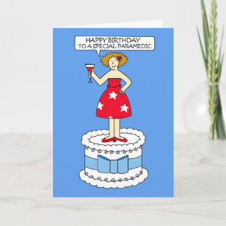 Paramedic Happy Birthday Cartoon Lady Card