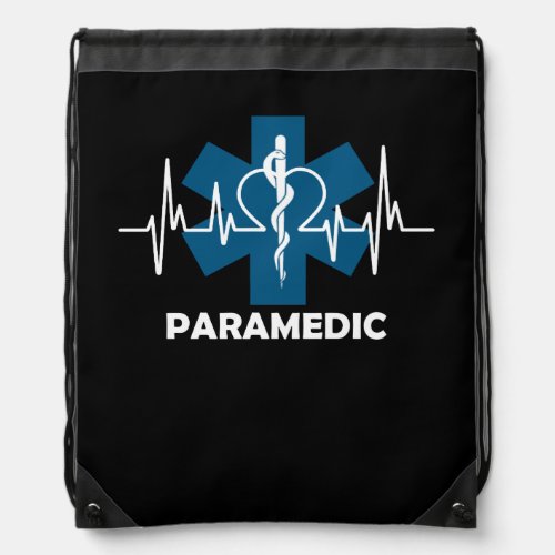 Paramedic Heartbeat Drawstring Bag