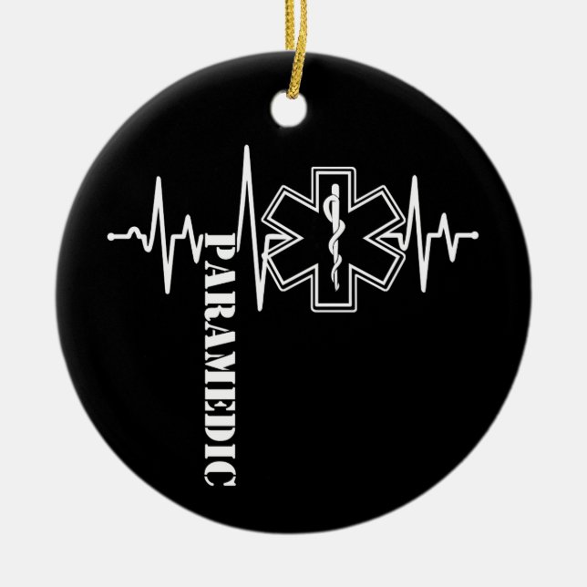 Paramedic Heartbeat Nurse Doctor Ceramic Ornament (Front)