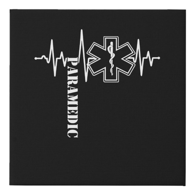 Paramedic Heartbeat Nurse Doctor Faux Canvas Print (Front)