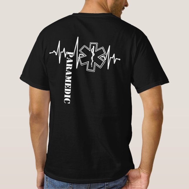 Paramedic Heartbeat Nurse Doctor T-Shirt (Back)