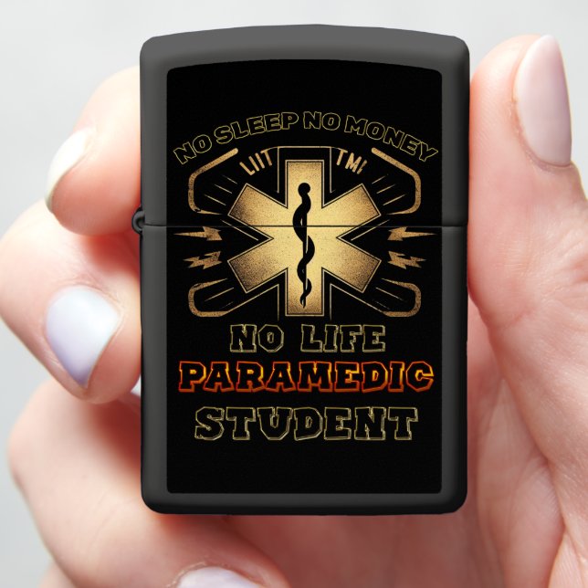 Paramedic Lifesaver’s Bold Gold Message Zippo Lighter (In Hand)