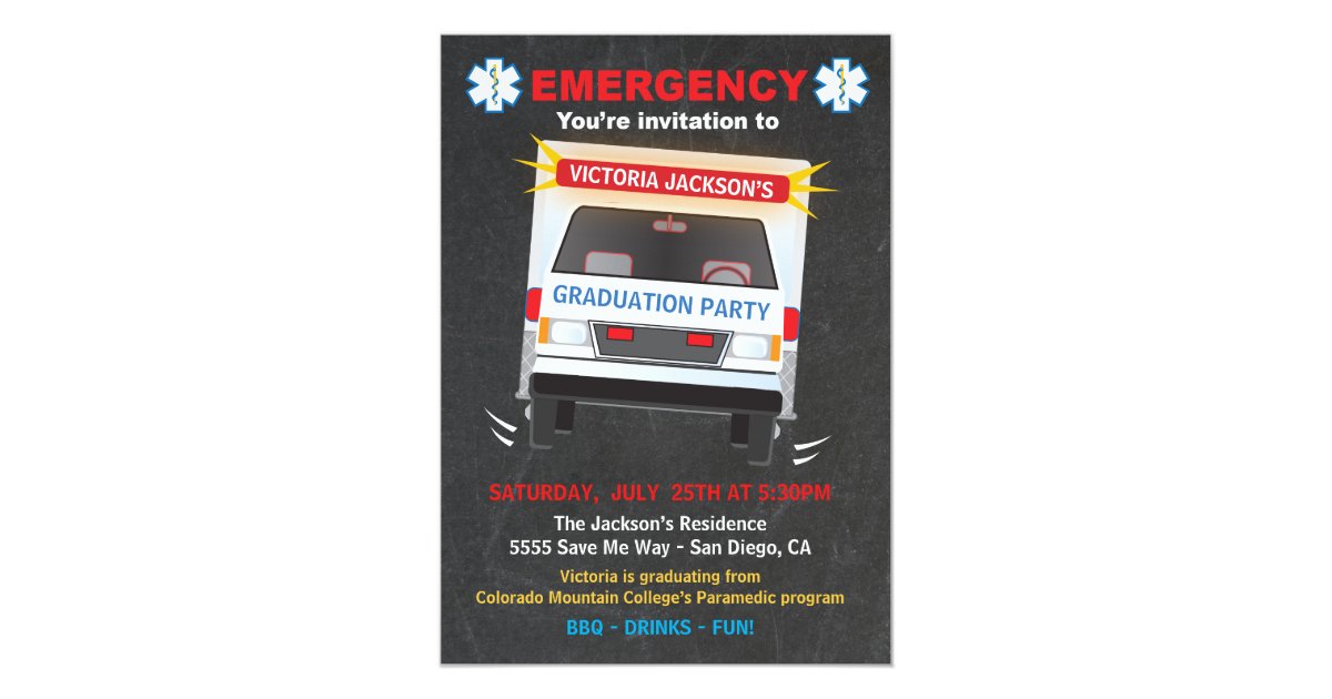 Paramedic or EMT Graduation Party Invitation | Zazzle.com Paramedic or EMT Graduation Party Invitation | Zazzle.com