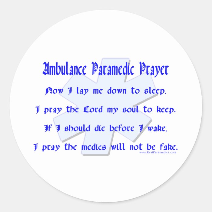 Paramedic Prayer Stickers