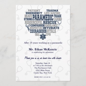 Paramedic Retirement Denim Texture Invitation by graphicdesign at Zazzle