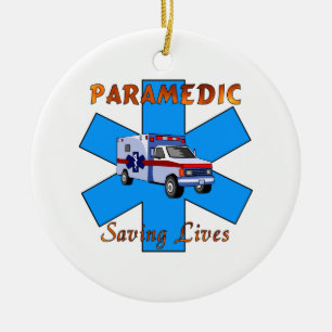 Paramedic Saving Lives Ceramic Ornament