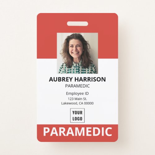 Paramedic Simple Photo ID Badge