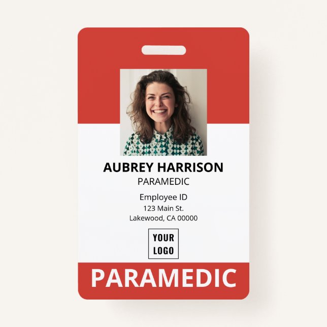 Paramedic Simple Photo ID Badge (Front)