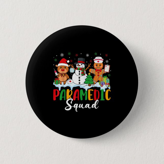 Paramedic Squad Reindeer Snowman Gingerbread Chris Button (Front)