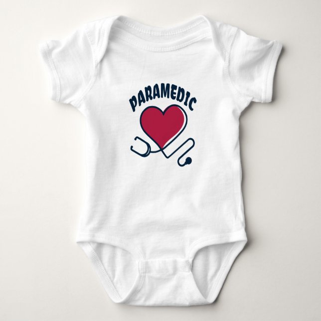 Paramedic Stethoscope with heart Baby Bodysuit (Front)