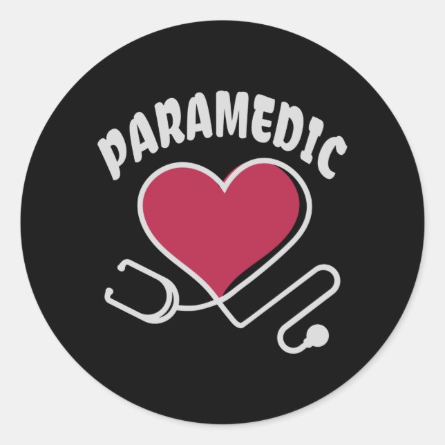 Paramedic Stethoscope with heart Classic Round Sticker (Front)