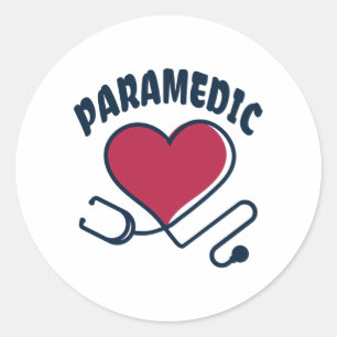 Paramedic Stethoscope with heart Classic Round Sticker
