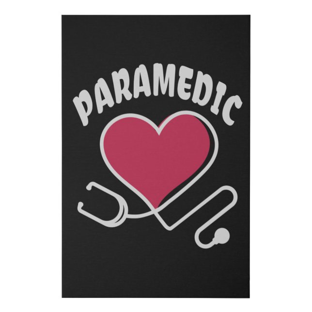 Paramedic Stethoscope with heart Faux Canvas Print (Front)