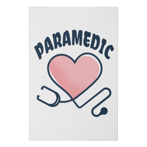Paramedic Stethoscope with heart Faux Canvas Print