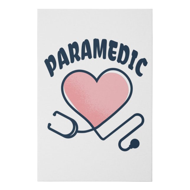 Paramedic Stethoscope with heart Faux Canvas Print (Front)